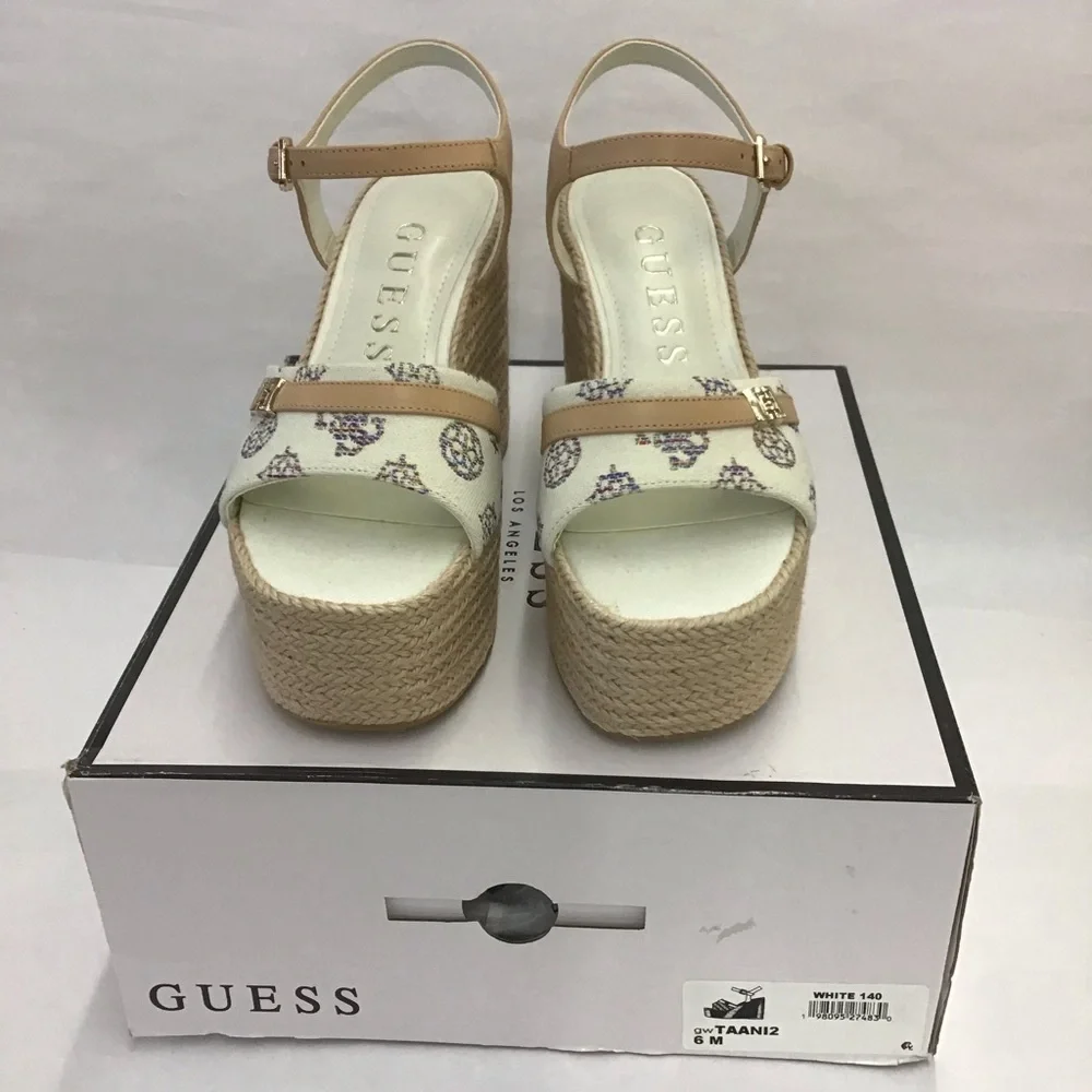 New Womens Wedge Heels GUESS Taani2 Size: 6 M White 140